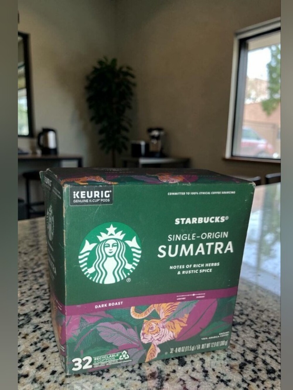 NWT 32-count box of Starbucks Sumatra Dark Roast K-Cup Coffee Pods.